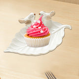 Porcelain Leaf Shaped Earrings Jewelry Tray Snack Plate for Housewarming Gift White