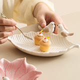 Porcelain Leaf Shaped Earrings Jewelry Tray Snack Plate for Housewarming Gift White