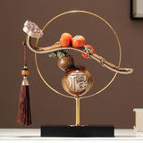 Maxbell Maxbell Chinese Gourd Ruyi Figurine 11x2.7x11.8inch for House Warming Gift Accessory Grey