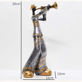 Maxbell Maxbell Resin Sculpture Shop Home Decor Cabinet Desk Figure Musician Statue Figurine Trumpet 12x13x29cm