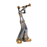 Maxbell Maxbell Resin Sculpture Shop Home Decor Cabinet Desk Figure Musician Statue Figurine Trumpet 12x13x29cm