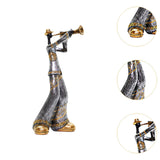 Maxbell Maxbell Resin Sculpture Shop Home Decor Cabinet Desk Figure Musician Statue Figurine Trumpet 12x13x29cm