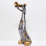 Maxbell Maxbell Resin Sculpture Shop Home Decor Cabinet Desk Figure Musician Statue Figurine Trumpet 12x13x29cm