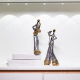 Maxbell Maxbell Resin Sculpture Shop Home Decor Cabinet Desk Figure Musician Statue Figurine Mic 14x7x28cm