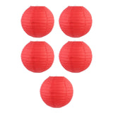 Maxbell Maxbell 5 Pieces 30cm DIY Chinese Round Paper Lanterns Decoration for Birthday Party Red