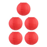 Maxbell Maxbell 5 Pieces 30cm DIY Chinese Round Paper Lanterns Decoration for Birthday Party Red