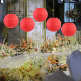 Maxbell Maxbell 5 Pieces 30cm DIY Chinese Round Paper Lanterns Decoration for Birthday Party Red