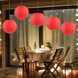 Maxbell Maxbell 5 Pieces 30cm DIY Chinese Round Paper Lanterns Decoration for Birthday Party Red