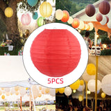 Maxbell Maxbell 5 Pieces 30cm DIY Chinese Round Paper Lanterns Decoration for Birthday Party Red
