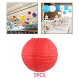 Maxbell Maxbell 5 Pieces 30cm DIY Chinese Round Paper Lanterns Decoration for Birthday Party Red
