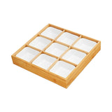 Maxbell Maxbell Bamboo Fruit Tray with Ceramic White Bowls Food Tray for Office Home Camping 30.5x30.5x5cm 9 compartments