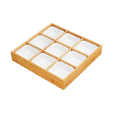 Maxbell Maxbell Bamboo Fruit Tray with Ceramic White Bowls Food Tray for Office Home Camping 30.5x30.5x5cm 9 compartments