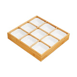 Maxbell Maxbell Bamboo Fruit Tray with Ceramic White Bowls Food Tray for Office Home Camping 30.5x30.5x5cm 9 compartments