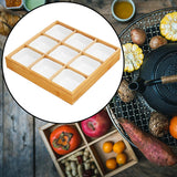 Maxbell Maxbell Bamboo Fruit Tray with Ceramic White Bowls Food Tray for Office Home Camping 30.5x30.5x5cm 9 compartments
