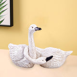 2x Swan Statues Couple Swan Figurines Birthday Gift Cabinet Resin Sculptures Style C