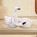 2x Swan Statues Couple Swan Figurines Birthday Gift Cabinet Resin Sculptures Style C