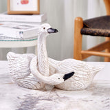 2x Swan Statues Couple Swan Figurines Birthday Gift Cabinet Resin Sculptures Style C