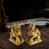 Maxbell Maxbell 2Pcs Kylin Statue Furnishing Kylin Figurines for Shop Living Room NightStand 8.5cmx4.5cmx9cm