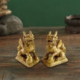 Maxbell Maxbell 2Pcs Kylin Statue Furnishing Kylin Figurines for Shop Living Room NightStand 8.5cmx4.5cmx9cm