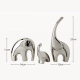 Maxbell Maxbell 3 Pieces Family Elephants Figurines Ceramic Statue for Bedroom Cabinet Office