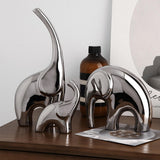 Maxbell Maxbell 3 Pieces Family Elephants Figurines Ceramic Statue for Bedroom Cabinet Office