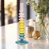 Glass Candle Holder Retro Candlesticks for Holiday Wedding Decoration style D