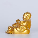 Maitreya Buddha Statue Resin Laughing Buddha for Party Housewarming Gift Gold