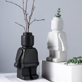 Maxbell Maxbell Vase for Flowers Robot Flower Pot Desktop Vase for Housewarming Indoor Table White