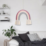 Macrame Tapestry Wall Hanging Decoration Unique for Home Wedding Living Room Pink
