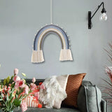 Macrame Tapestry Wall Hanging Decoration Unique for Home Wedding Living Room Blue