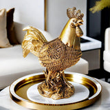 Chicken Figurine Decorative Crafts Rooster Sculpture for Hotel New Year Holiday golden