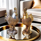 Chicken Figurine Decorative Crafts Rooster Sculpture for Hotel New Year Holiday golden