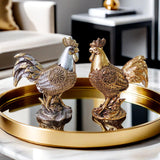 Chicken Figurine Decorative Crafts Rooster Sculpture for Hotel New Year Holiday golden