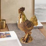 Chicken Figurine Decorative Crafts Rooster Sculpture for Hotel New Year Holiday golden