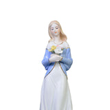 Maxbell Maxbell Girl Statue with Flowers Porcelain Figure for Table Centerpieces Living Room 29x10cm