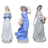 Maxbell Maxbell Girl Statue with Flowers Porcelain Figure for Table Centerpieces Living Room 29x10cm