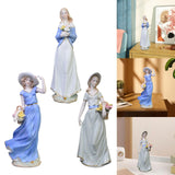 Maxbell Maxbell Girl Statue with Flowers Porcelain Figure for Table Centerpieces Living Room 29x10cm