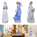 Maxbell Maxbell Girl Statue with Flowers Porcelain Figure for Table Centerpieces Living Room 29x10cm