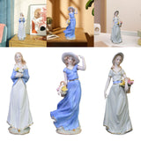 Maxbell Maxbell Girl Statue with Flowers Porcelain Figure for Table Centerpieces Living Room 29x10cm