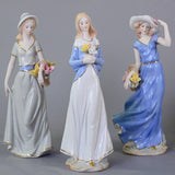 Maxbell Maxbell Girl Statue with Flowers Porcelain Figure for Table Centerpieces Living Room 29x10cm