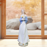 Maxbell Maxbell Girl Statue with Flowers Porcelain Figure for Table Centerpieces Living Room 29x10cm
