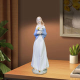 Maxbell Maxbell Girl Statue with Flowers Porcelain Figure for Table Centerpieces Living Room 29x10cm