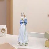 Maxbell Maxbell Girl Statue with Flowers Porcelain Figure for Table Centerpieces Living Room 29x10cm