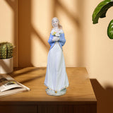 Maxbell Maxbell Girl Statue with Flowers Porcelain Figure for Table Centerpieces Living Room 29x10cm