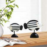 Maxbell Maxbell 2Pcs Wooden Fish Statue Animal Home Decoration for Desktop TV Cabinet Office