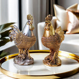 Chicken Figurine Decorative Luck Chicken Sculpture for Birthday Office New Year Gold