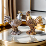 Chicken Figurine Decorative Luck Chicken Sculpture for Birthday Office New Year Gold