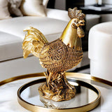 Chicken Figurine Decorative Luck Chicken Sculpture for Birthday Office New Year Gold
