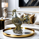 Chicken Figurine Decorative Luck Chicken Sculpture for Birthday Office New Year Silver