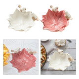 Maxbell Ceramic Flower Shaped Ring Trinket Tray Business Cards Holder for Room Decor White